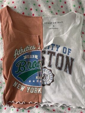 Aeropostale Girls' Split Two-Tone Graphic Tank - White & Rust